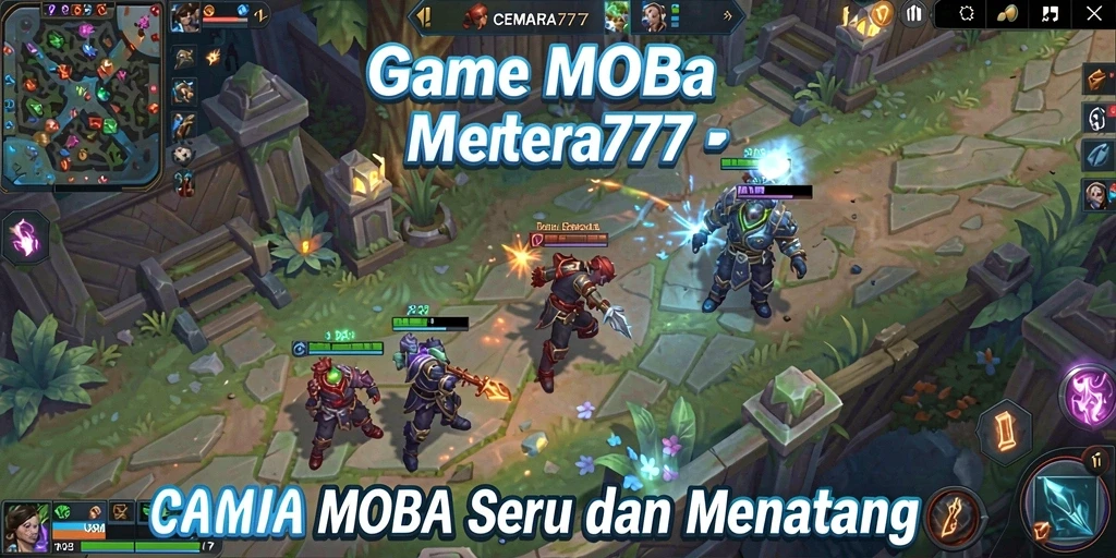 Tampilan seru gameplay CEMARA777 di medan pertempuran MOBA.