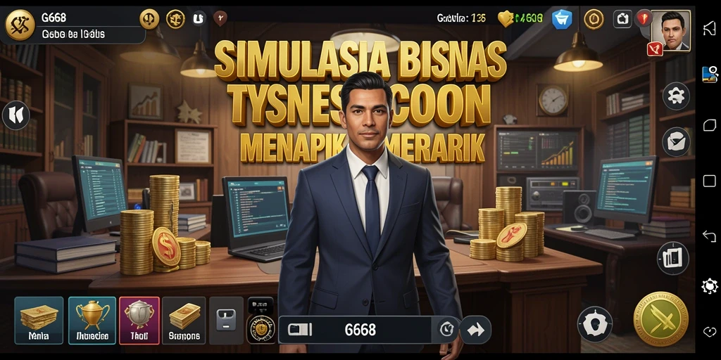 Tampilan gameplay G668 yang seru dalam membangun kerajaan bisnis.