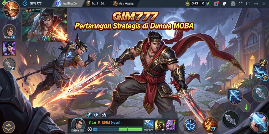 Screenshot GIM777 menampilkan pertarungan epik di arena MOBA.