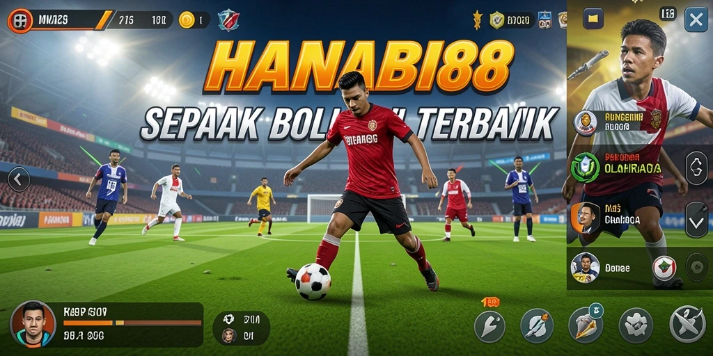 Tangkapan layar utama HANABI88 menunjukkan aksi sepak bola yang mendebarkan.