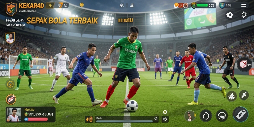 Tampilan gameplay menarik dalam pertandingan sepak bola.