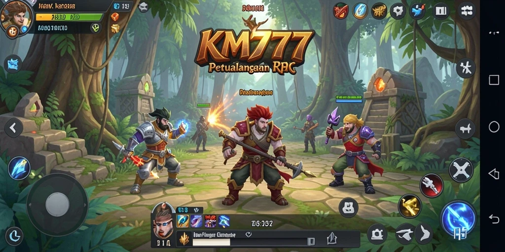Tampilan gameplay KM777 yang seru di dunia RPG yang luas.