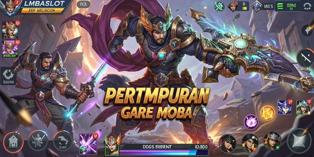 Gameplay LMBASLOT yang intens dan penuh aksi.