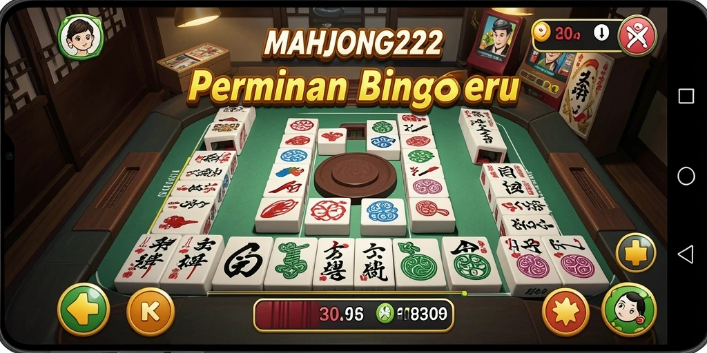 Screenshot menampilkan gameplay seru dari MAHJONG222 dan suasana Bingo.