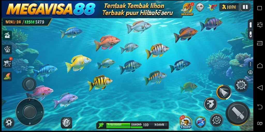 Screenshot gameplay MEGAVISA88 menampilkan keseruan menembak ikan.