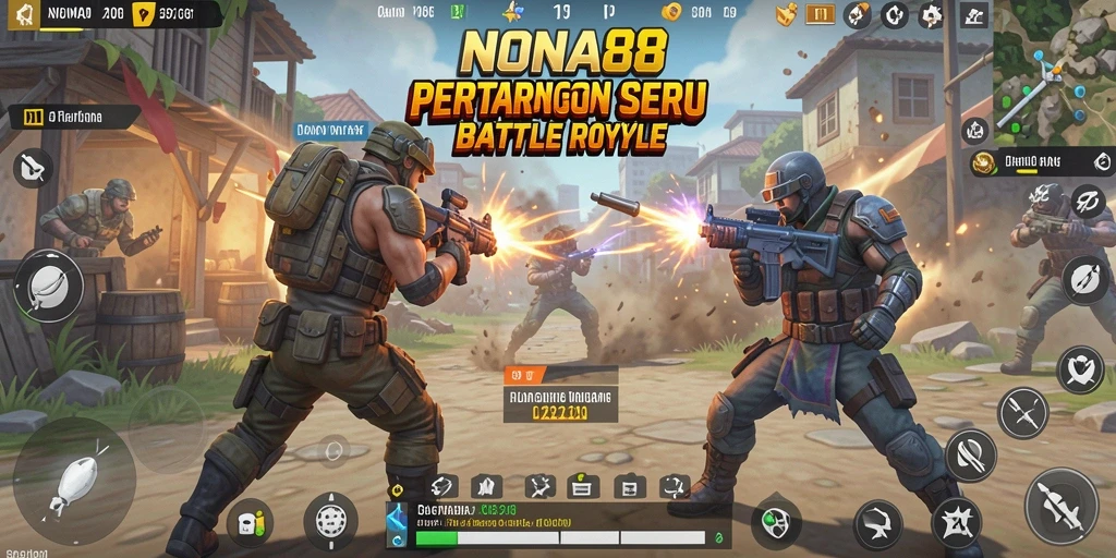 Screenshot gameplay NONA88 menunjukkan aksi pertempuran yang seru dan mendebarkan.