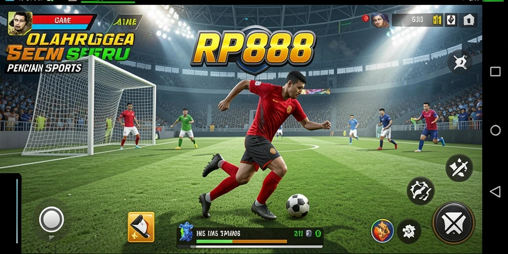 Screenshot menunjukkan gameplay seru dalam RP888 dengan berbagai cabang olahraga.
