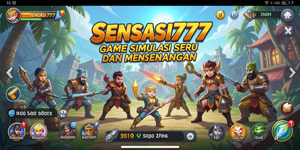 Screenshot gameplay menampilkan karakter dan aktivitas dalam SENSASI777.