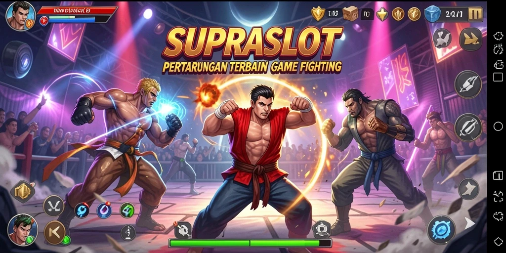 Tampilan seru gameplay bertarung di SUPRASLOT yang menegangkan.
