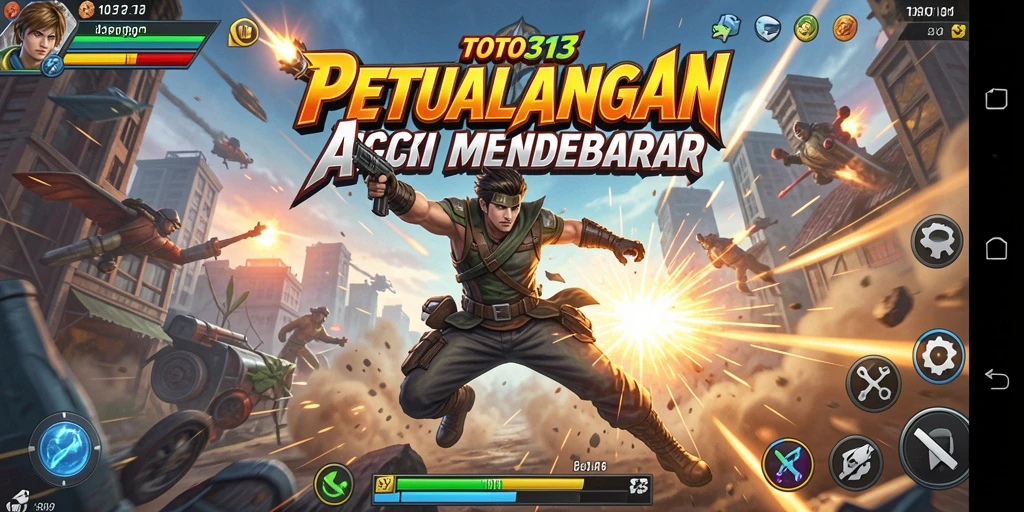 Screenshot gameplay TOTO313 menampilkan aksi mendebarkan di medan pertempuran.