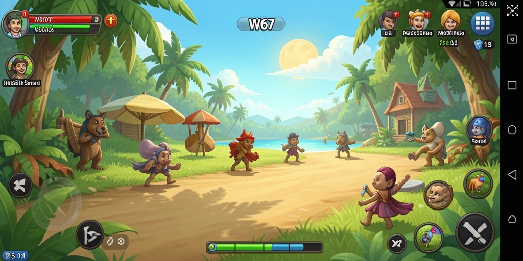 Tampilan gameplay W67 yang penuh warna dan menarik.